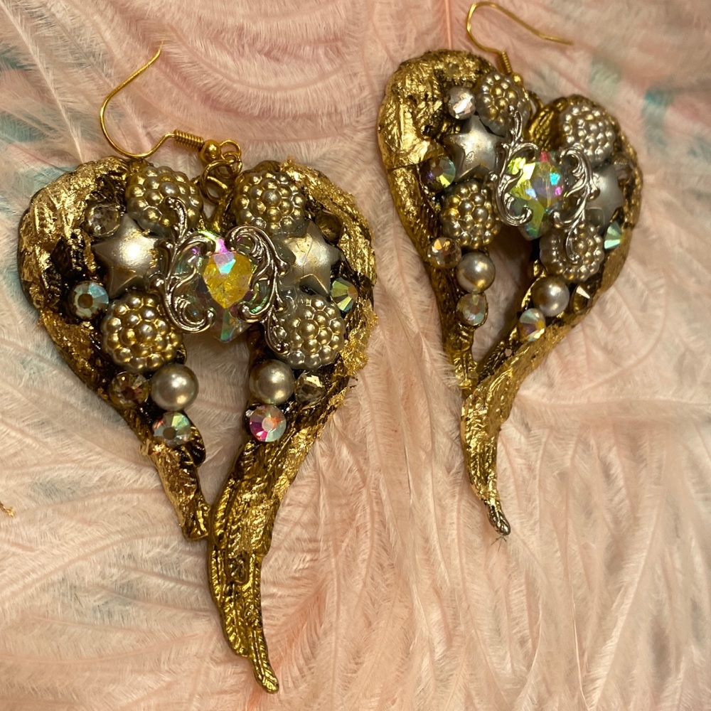 Angel wing heart earrings